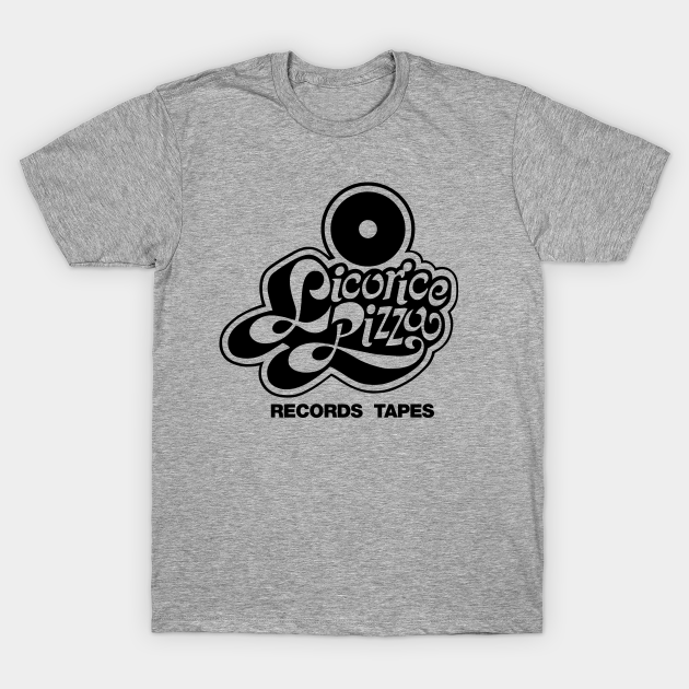 LICORICE PIZZA TSHIRT Defunct Record Store Logo Grey Version